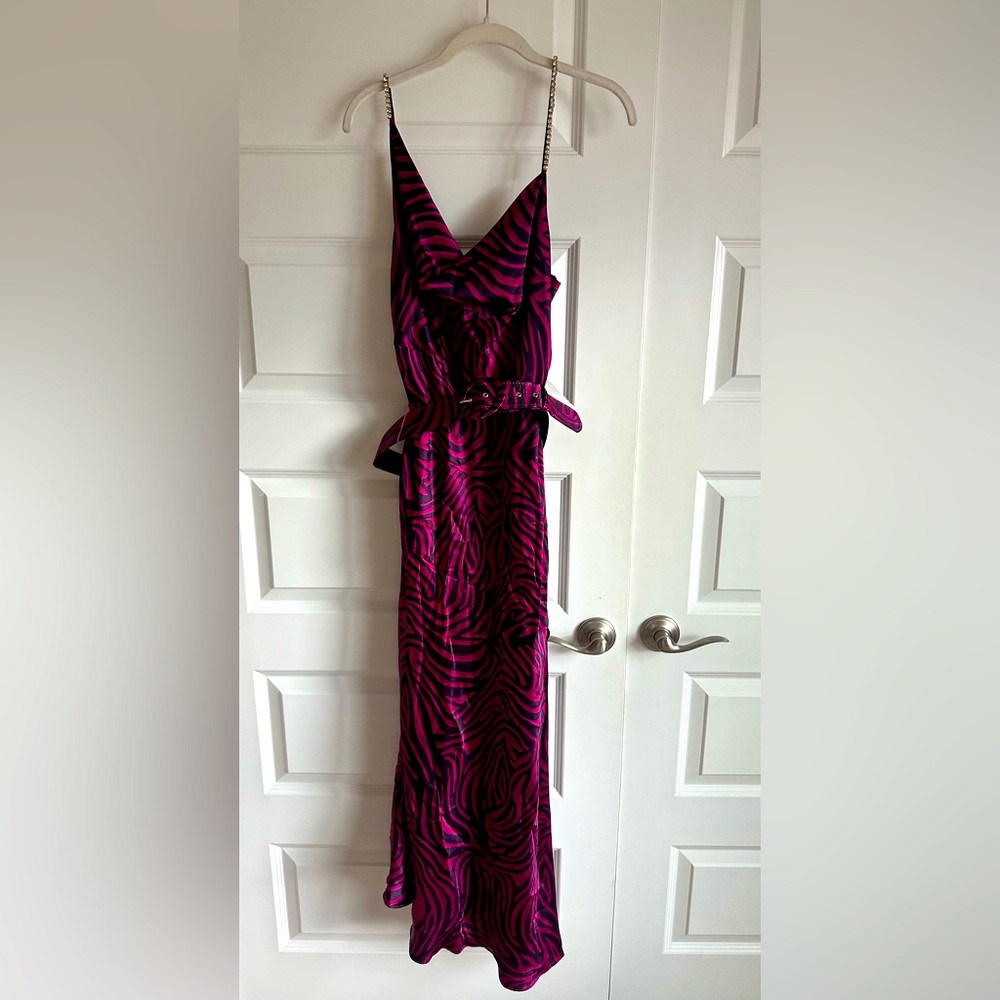 Nicholas Simone Cowl Neck Printed Gown- Abstract Animal‎ Print